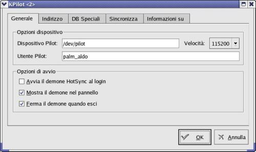 configurazione KPilot